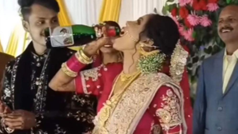 বিয়ের মঞ্চেই মদ খেয়ে ‘মাতাল’ নববধূ, যেকাণ্ড ঘটালেন বর