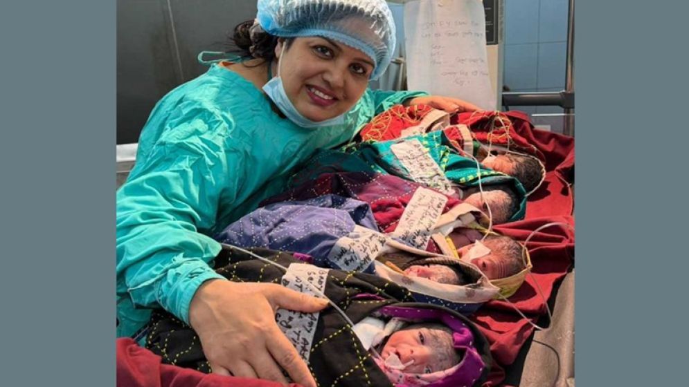 দশ বছর নিঃসন্তান: একসঙ্গে পাঁচ সন্তানের জন্ম দিলেন নারী