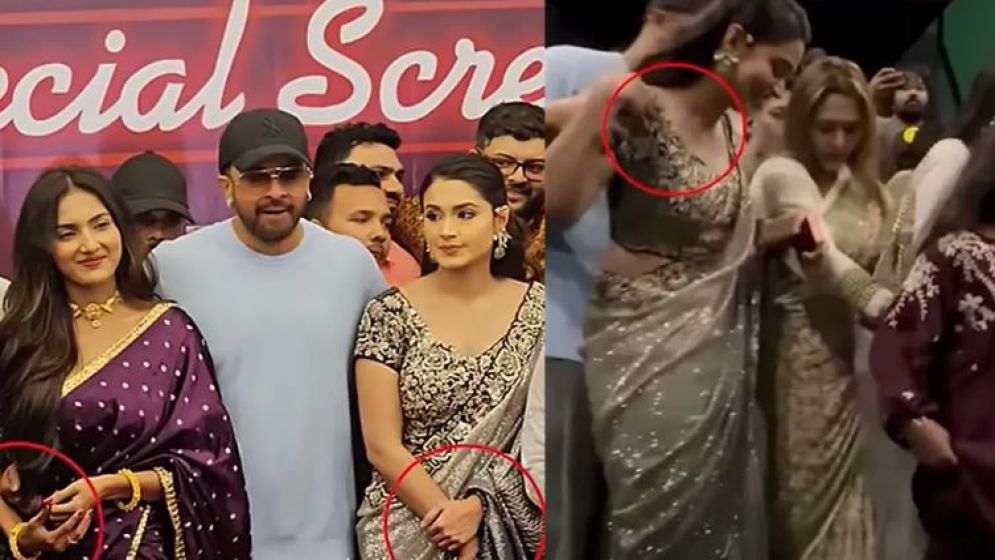 ফারিণের কাঁধে ও জ্যোতির কোমরে হাত দিয়ে সমালোচনার মুখে শাকিব