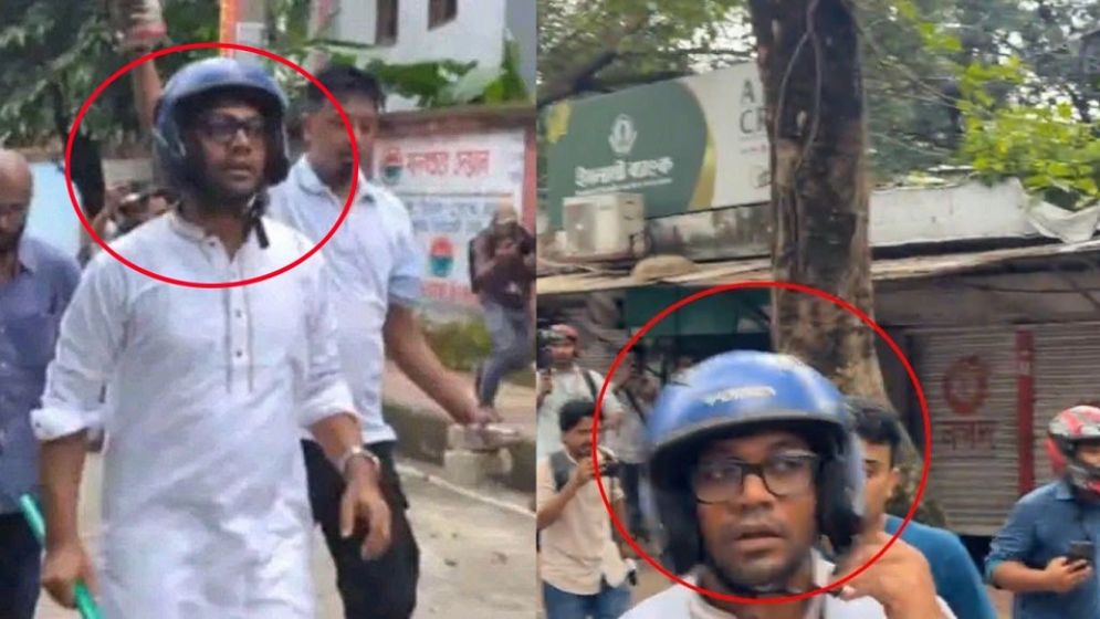ছাত্রদল-শিবির সংঘর্ষে হেলমেট পরা অবস্থায় নয়নের ছবি ভাইরাল