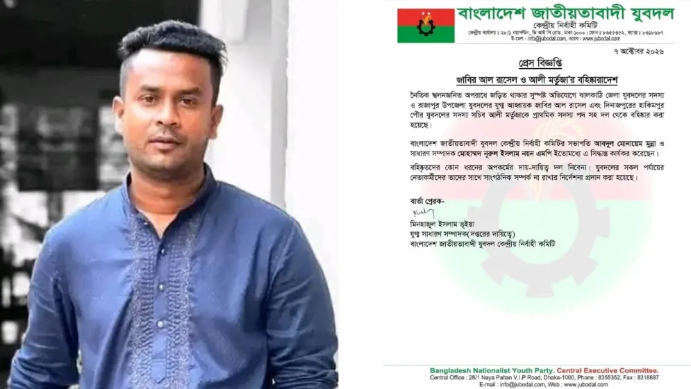 রাজাপুরে ইয়াবাসহ গ্রেপ্তার সেই যুবদল নেতা রাসেল বহিষ্কার
