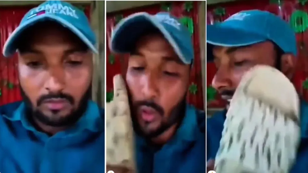 পদ না পেয়ে ছাত্রদল নেতা নিজের গালে জুতাপেটা