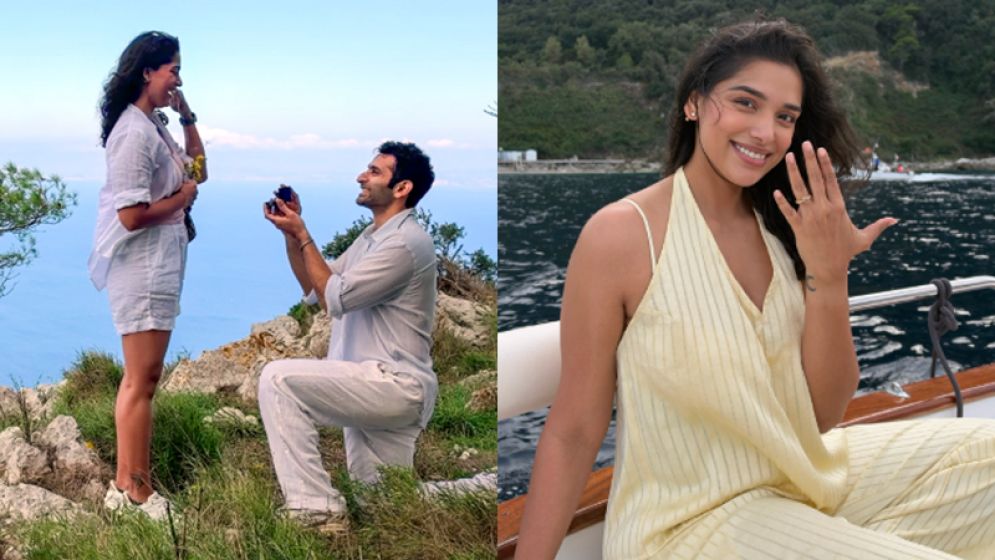 নীল সমুদ্রের পাড়ে হাঁটু গেড়ে বিয়ের প্রস্তাব
